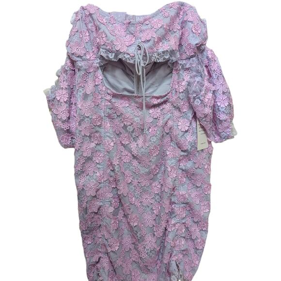 For Love and Lemons Amalie Mini Dress XL Purple Lavender 3D Floral Lace Cutout - Picture 5 of 9